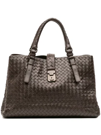 Pre-owned Bottega Veneta 2011 Medium Nappa Intrecciato Roma Tote Bag In Brown