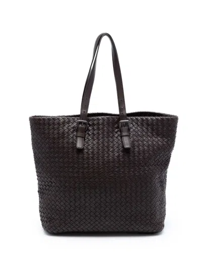 Pre-owned Bottega Veneta 2011 Nappa Intrecciato Belt Strap Tote Bag In Brown