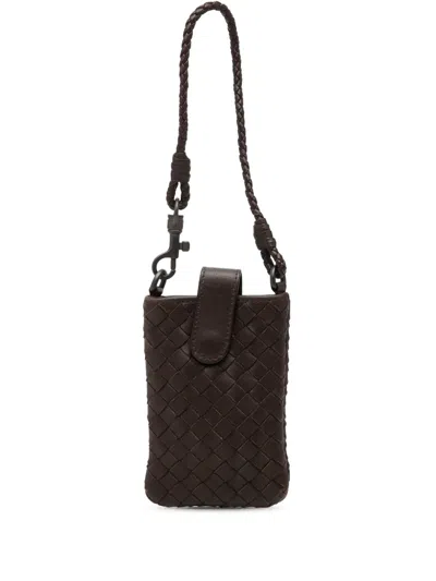 Pre-owned Bottega Veneta 2011 Nappa Intrecciato Holder Phone Case In Brown