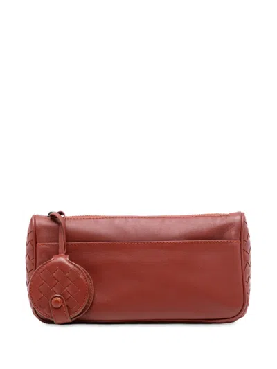 Pre-owned Bottega Veneta 2011 Nappa Intrecciato Pouch In Brown