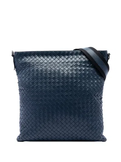 Pre-owned Bottega Veneta 2011 Nappa Intrecciato Vn Crossbody Bag In Blue