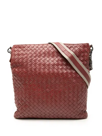 Pre-owned Bottega Veneta 2011 Nappa Intrecciato Vn Crossbody Bag In Red