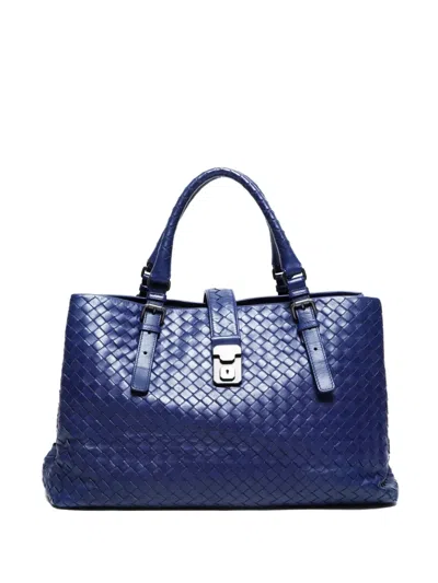 Pre-owned Bottega Veneta 2011 Roma Intrecciato Tote Bag In Blue