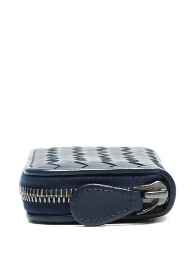Pre-owned Bottega Veneta 2012-2015 Intrecciato Zip Coin Wallet In Blue