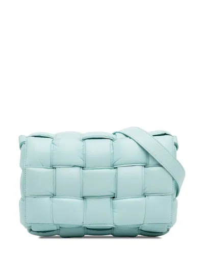 Pre-owned Bottega Veneta 2012-2023 Intrecciato Padded Cassette Crossbody Bag In Blue
