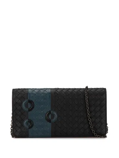 Pre-owned Bottega Veneta 2012-2023 Intrecciato Wallet On Chain Crossbody Bag In Black