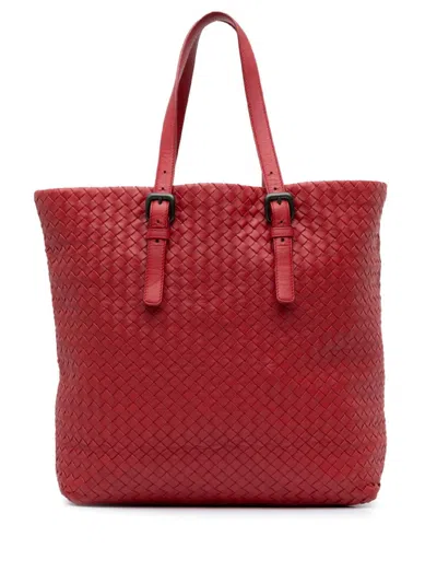 Pre-owned Bottega Veneta 2012-2023 Large Intrecciato Cesta Tote Bag In Red