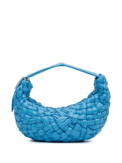 Pre-owned Bottega Veneta 2012-2023 Paper Calfskin Intrecciato Banana Hobo Bag In Blue