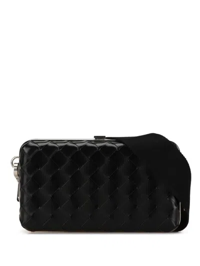 Pre-owned Bottega Veneta 2012-2023 Spazzolato Intrecciato Box Messenger Crossbody Bag In Black