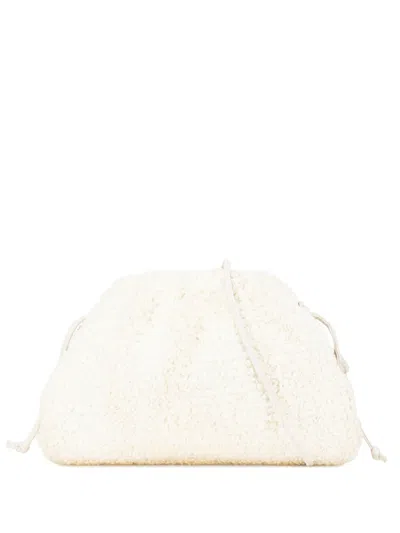Pre-owned Bottega Veneta 2012-2024 Boucle Raffia The Mini Pouch Crossbody Bag In 白色