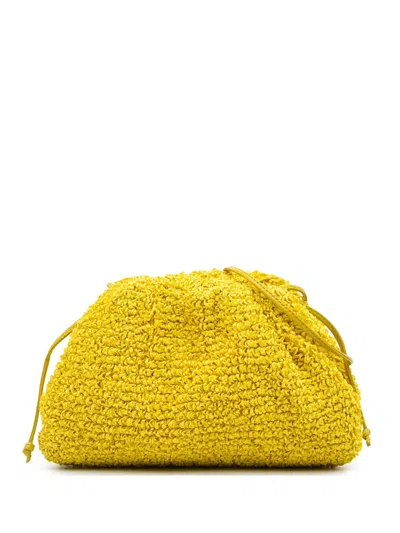 Pre-owned Bottega Veneta 2012-2024 Boucle Raffia The Mini Pouch Crossbody Bag In Yellow