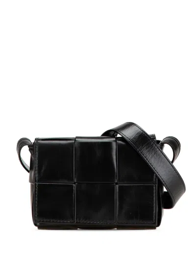 Pre-owned Bottega Veneta 2012-2024 Candy Nappa Intrecciato Cassette Crossbody Bag In Black