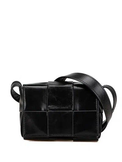 Pre-owned Bottega Veneta 2012-2024 Candy Nappa Intrecciato Cassette Crossbody Bag In Black