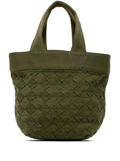 Pre-owned Bottega Veneta 2012-2024 Canvas Intrecciato Tote Bag In Green