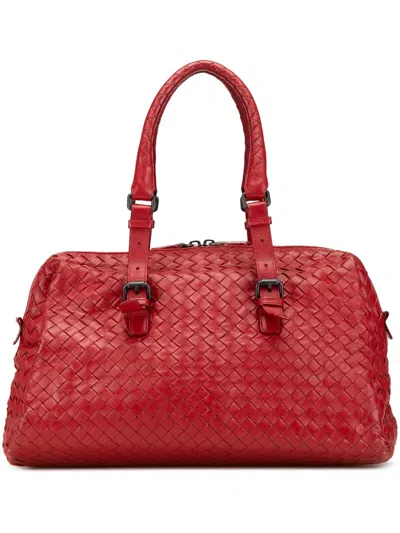 Pre-owned Bottega Veneta 2012-2024 Intrecciato Boston Bag In Red