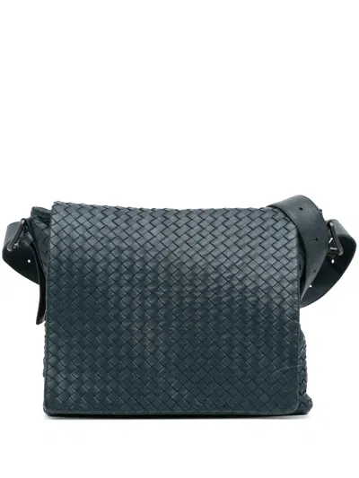 Pre-owned Bottega Veneta 2012-2024 Intrecciato Flap Messenger Bag Crossbody Bag In Blue