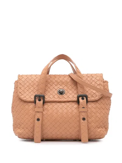 Pre-owned Bottega Veneta 2012-2024 Intrecciato Flap Satchel In Brown