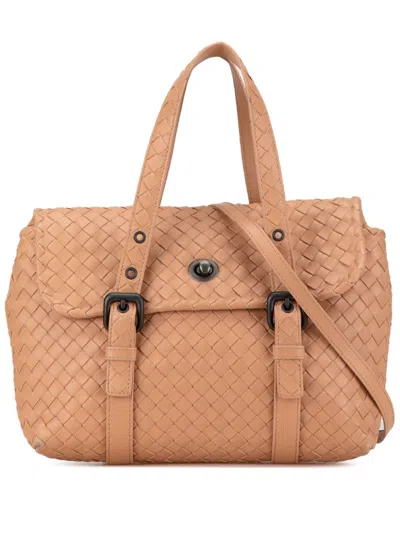 Pre-owned Bottega Veneta 2012-2024 Intrecciato Flap Satchel In Brown