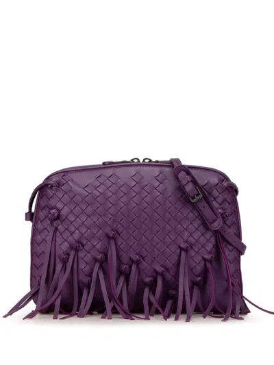 Pre-owned Bottega Veneta 2012-2024 Intrecciato Fringe Nodini Crossbody Bag In Purple