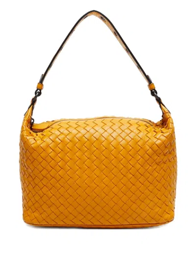 Pre-owned Bottega Veneta 2012-2024 Intrecciato Leather Shoulder Bag In Yellow