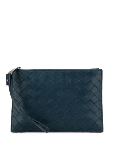 Pre-owned Bottega Veneta 2012-2024 Intrecciato Pouch In Blue