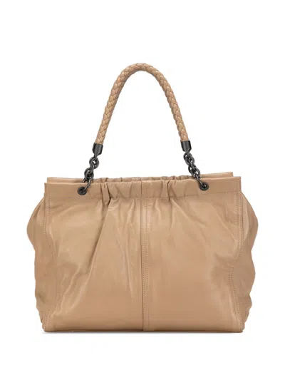 Pre-owned Bottega Veneta 2012-2024 Intrecciato Trimmed Calfskin Handbag In Brown