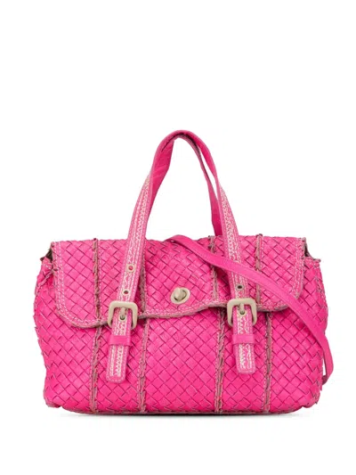 Pre-owned Bottega Veneta 2012-2024 Intrecciato Vivo Cervo Satchel In Pink