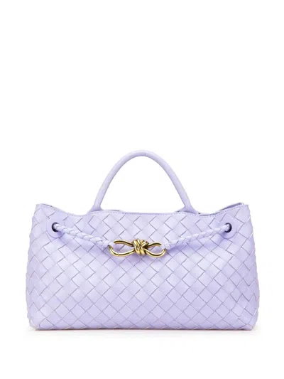Pre-owned Bottega Veneta 2012-2024 Lambskin Intrecciato East West Andiamo Top Handle Bag Satchel In Purple