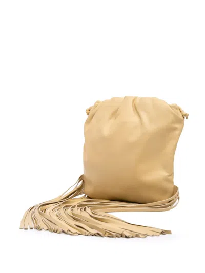 Pre-owned Bottega Veneta 2012-2024 Lambskin The Fringe Pouch Shoulder Bag In Brown