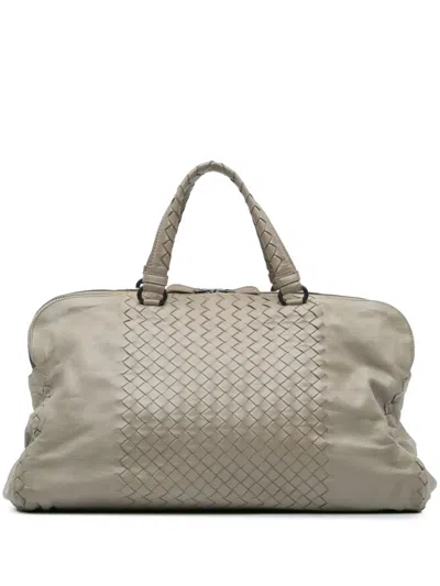 Pre-owned Bottega Veneta 2012-2024 Large Leather Intrecciato Leggero Satchel In Grey