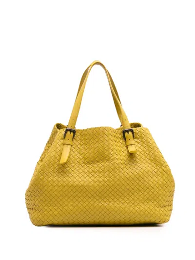 Pre-owned Bottega Veneta 2012-2024 Large Nappa Intrecciato Cesta Tote Bag In Yellow