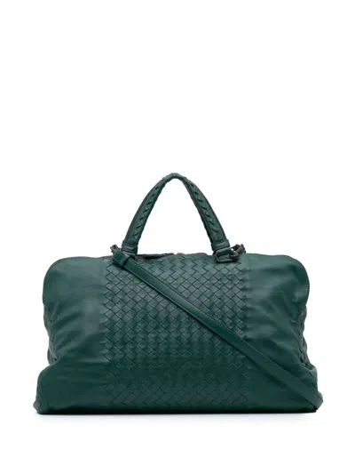 Pre-owned Bottega Veneta 2012-2024 Large Nappa Intrecciato Leggero Satchel In Green
