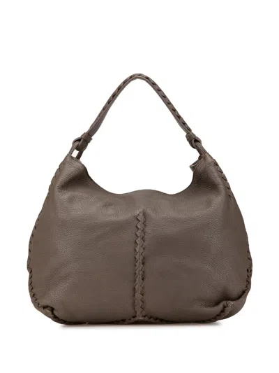 Pre-owned Bottega Veneta 2012-2024 Large Washed Cervo Deerskin Hobo Bag In Brown