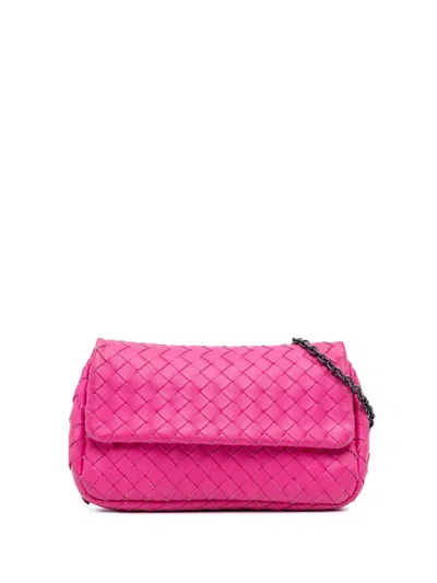 Pre-owned Bottega Veneta 2012-2024 Leather Intrecciato Chain Flap Crossbody Bag