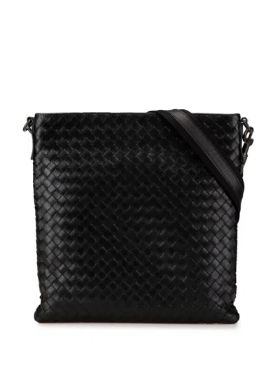 Pre-owned Bottega Veneta 2012-2024 Leather Intrecciato Crossbody Bag In Black