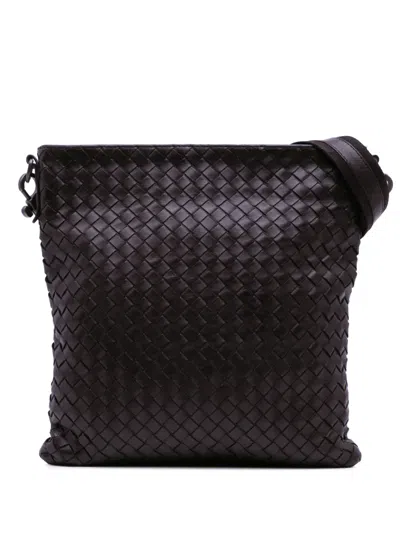 Pre-owned Bottega Veneta 2012-2024 Leather Intrecciato Crossbody Bag In Brown