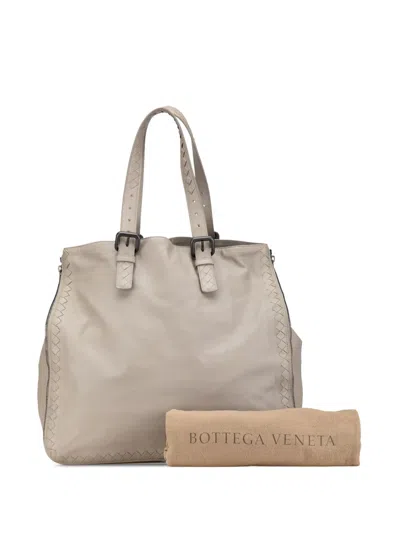Pre-owned Bottega Veneta 2012-2024 Leather Intrecciato Side Zip Tote Bag In Grey