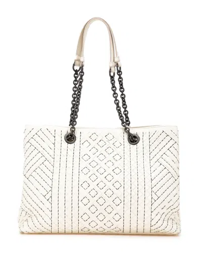 Pre-owned Bottega Veneta 2012-2024 Medium Intrecciato Stitched Double Chain Tote Bag