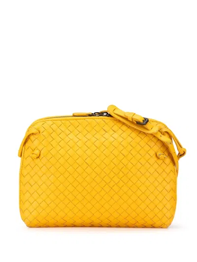 Pre-owned Bottega Veneta 2012-2024 Medium Nappa Intrecciato Nodini Crossbody Bag In Yellow