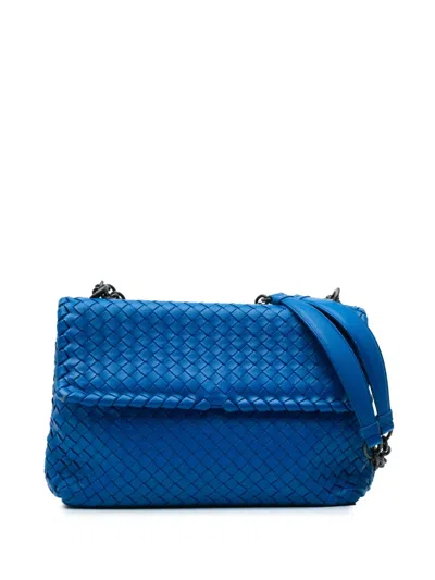 Pre-owned Bottega Veneta 2012-2024 Medium Nappa Intrecciato Olimpia Shoulder Bag In Blue