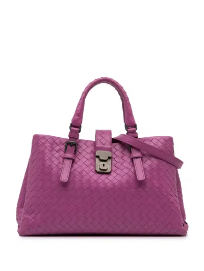 Pre-owned Bottega Veneta 2012-2024 Medium Nappa Intrecciato Roma Satchel In Purple
