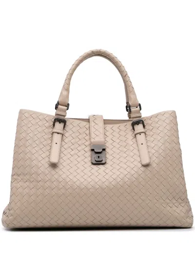 Pre-owned Bottega Veneta 2012-2024 Medium Nappa Intrecciato Roma Tote Bag In Brown