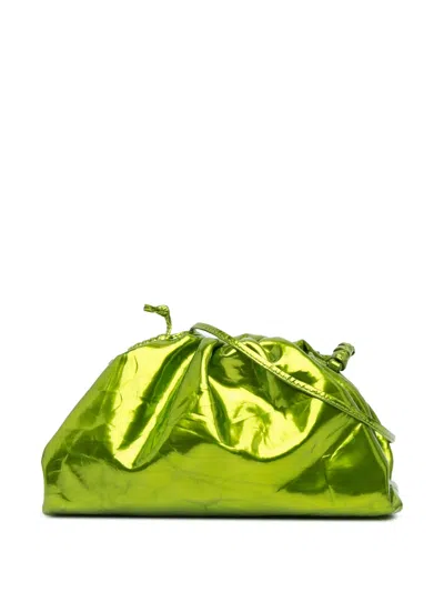 Pre-owned Bottega Veneta 2012-2024 Metallic Crushed Calfskin The Mini Pouch Crossbody Bag In Green