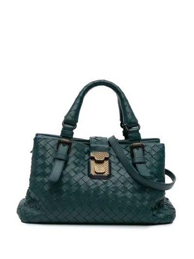 Pre-owned Bottega Veneta 2012-2024 Mini Nappa Intrecciato Roma Satchel In Green