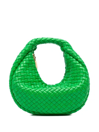 Pre-owned Bottega Veneta 2012-2024 Mini Rubber Intreccio Padded Jodie Hobo Bag In Green
