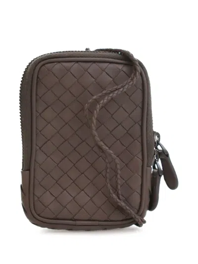 Pre-owned Bottega Veneta 2012-2024 Nano Lambskin Intrecciato Zip Tech Case Lanyard Crossbody Bag