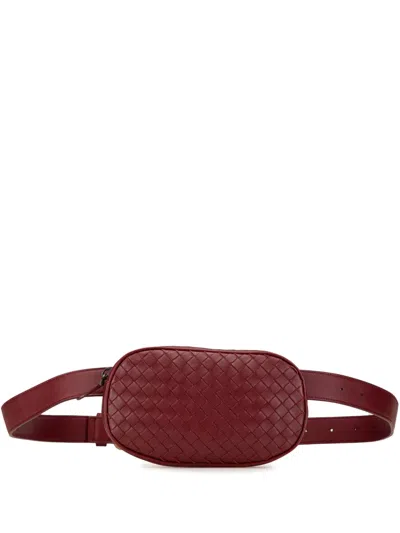 Pre-owned Bottega Veneta 2012-2024 Nappa Intrecciato Belt Bag In Red