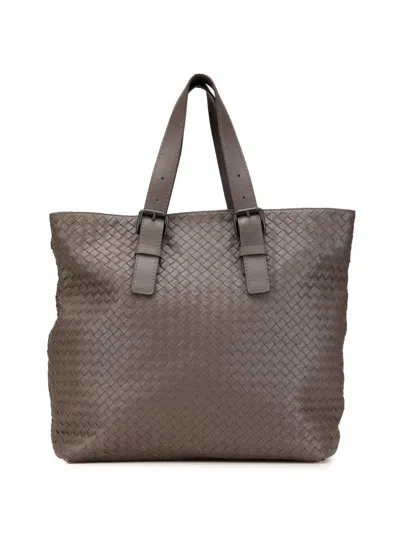 Pre-owned Bottega Veneta 2012-2024 Nappa Intrecciato Belt Strap Tote Bag In Brown