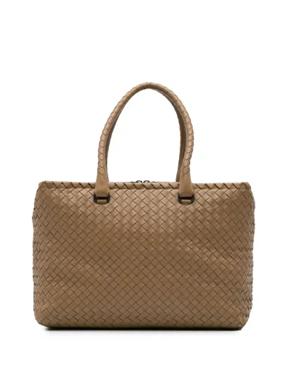 Pre-owned Bottega Veneta 2012-2024 Nappa Intrecciato Brick Tote Bag In Brown