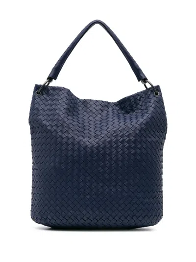 Pre-owned Bottega Veneta 2012-2024 Nappa Intrecciato Bucket Bag In Blue